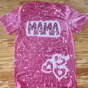 Valentines Heart MAMA Red Bleached TShirt